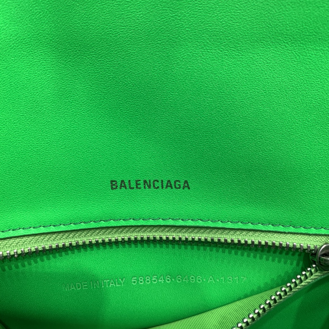 Balenciaga Hourglass XS Handbag Crocodile Embossed Shoulder Bag Green